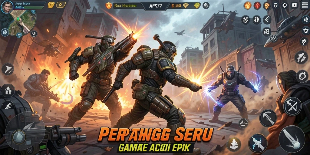 Tampilan seru dari gameplay AFK77 di arena pertempuran.