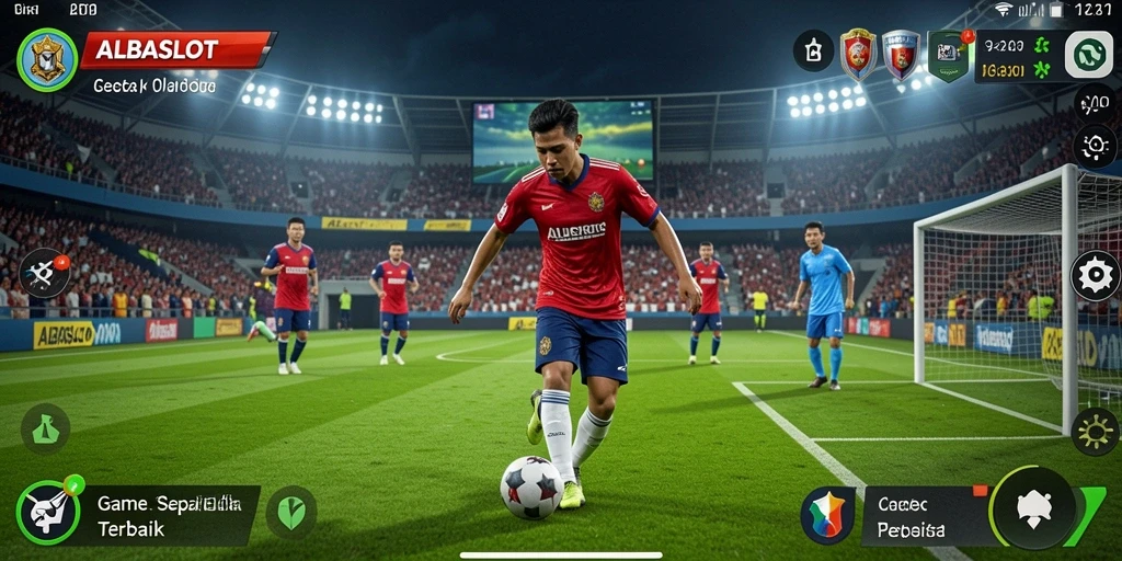 Tampilan gameplay menarik dari ALBASLOT dengan aksi sepak bola seru.