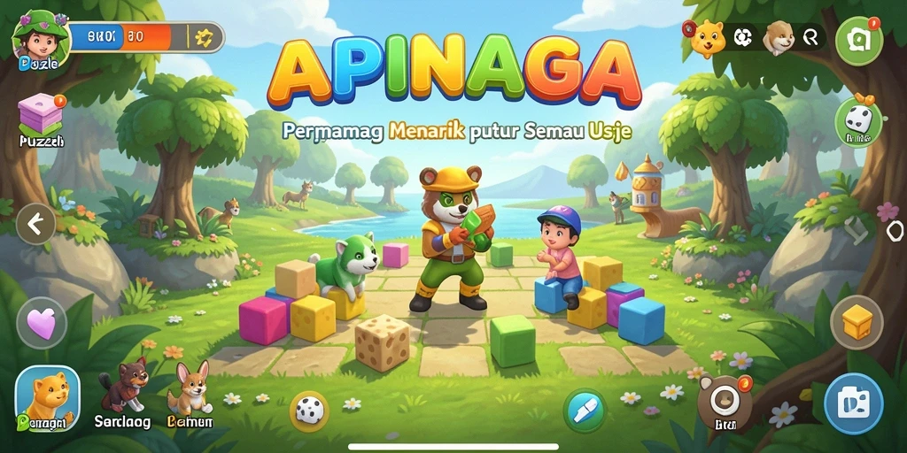 Tampilan gameplay APINAGA yang seru dan menantang puzzle.