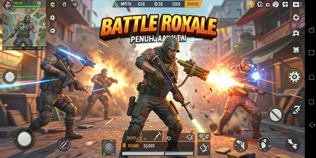 Tampilkan aksi seru dalam permainan Battle Royale MPO76.