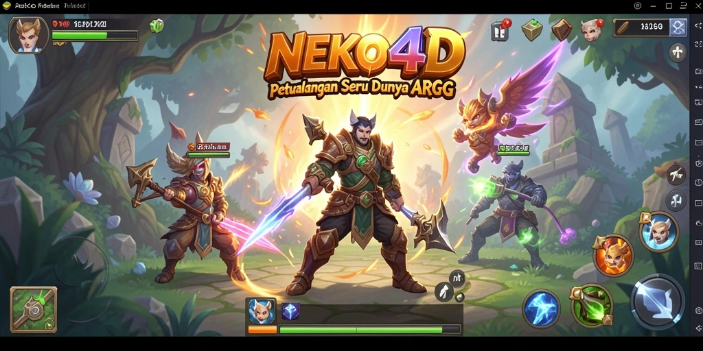 Screenshot gameplay NEKO4D menampilkan pertarungan seru dengan monster.