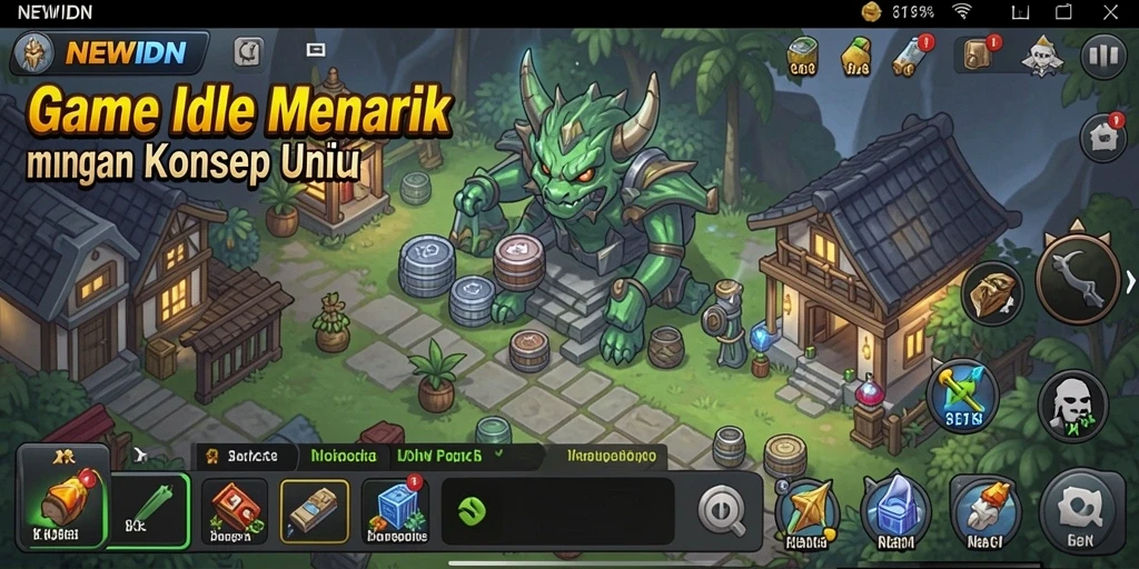 Tampilan screenshot utama NEWIDN menampilkan gameplay Idle yang menarik.