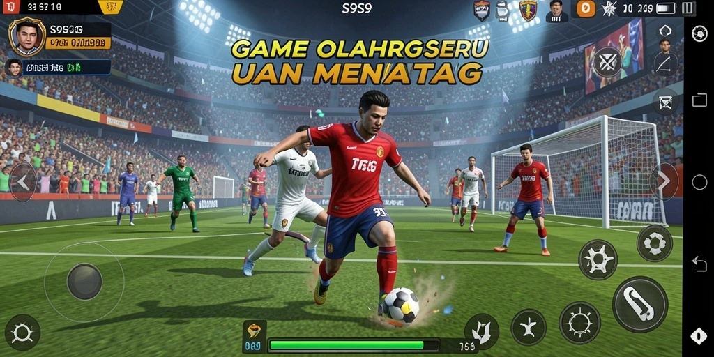 Tangkapan layar menampilkan aksi seru dalam gameplay olahraga.