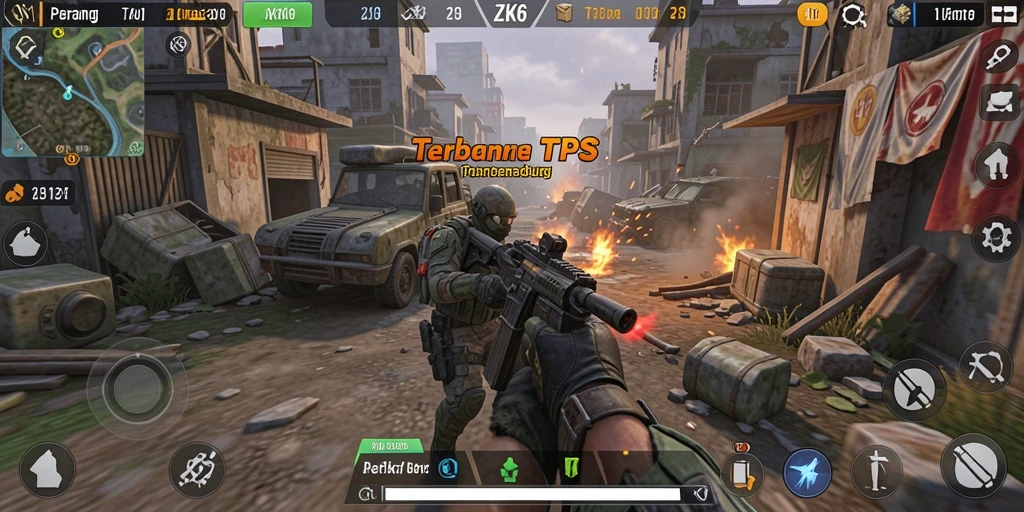 Tampilan utama gameplay ZK6 dengan aksi pertempuran seru di latar belakang.